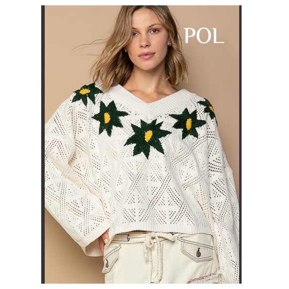 POL Sweaters - CLEARANCE NOW $28  10 ❤️POL embroidered contrast floral pattern chenille sweater